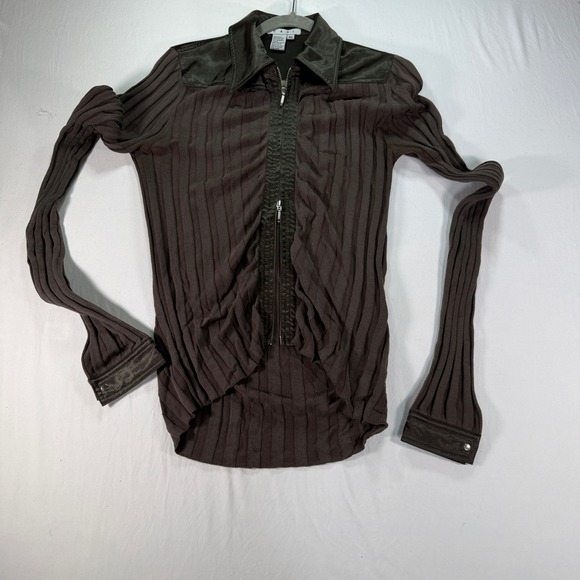 CAbi Sweaters - Cabi Brown Ribbed Silk Blend Full Zip Sweater Jacket Women's‎ XS Mixed Media